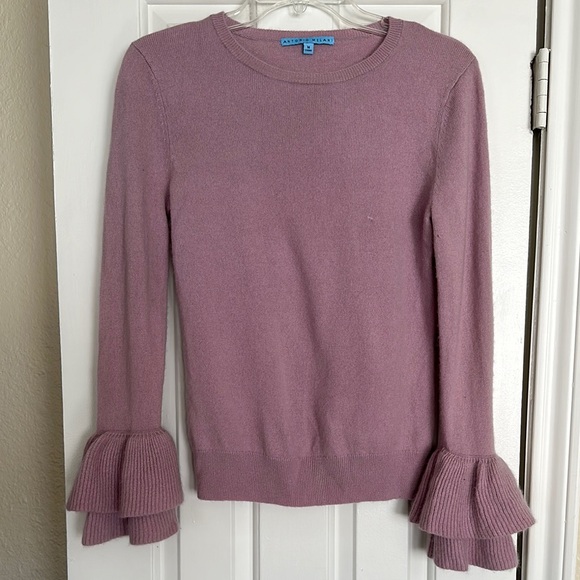 ANTONIO MELANI Sz Medium Pink Cashmere Double Ruffle Slv  Sweater - Picture 4 of 9
